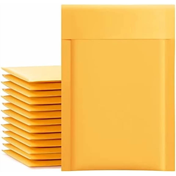 Kraft Bubble Mailers 4x8 Inch 50 Pack Usable Size 4x7 Inch Yellow Padded Envelopes #000 Small Business Mailing Packages Self Sealing Tear Resistant Boutique Bulk Mail Shipping Bags