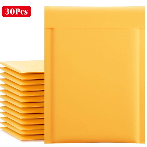 Kraft Bubble Mailers 7.8x9.8 Inch 30 Pcs,Small Self-Sealing Mail Shipping Bags,Yellow Padded Envelopes