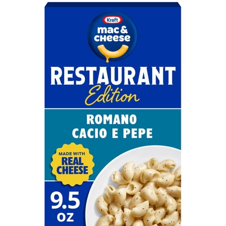 Kraft Mac and Cheese Restaurant Edition Macaroni and Cheese, 1 Box, for Easy Mealtime Solutions, Romano Cacio e Pepe Flavored, Made with Real Cheese, 9.5 oz