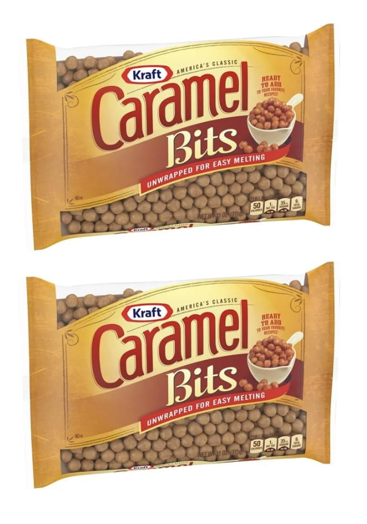 Kraft Caramel Candy Bits 11 oz Bag Pack of 2 Unwrapped Easy for Melting w/Exit 28 Bargains Sticker