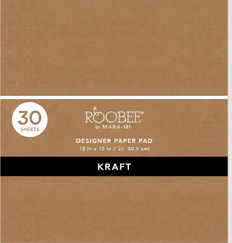 Roobee by Mara-mi Brown Kraft Cardstock, 12"x12", 200 GSM, 30 Sheets for Crafts and Scrapbooking