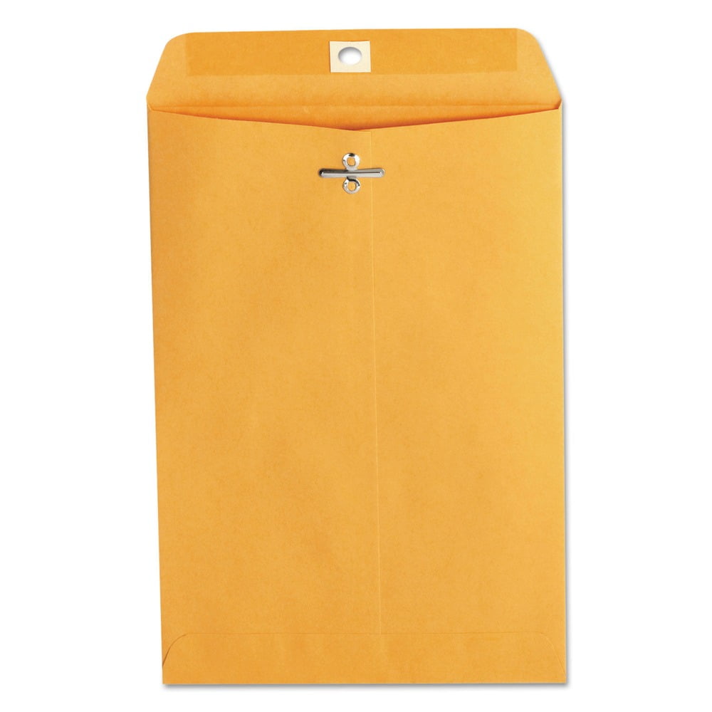 Universal UNV35261 6.5 in. x 9.5 in. #63 Square Flap Gummed/Clasp Envelope - Brown Kraft (100/Box)