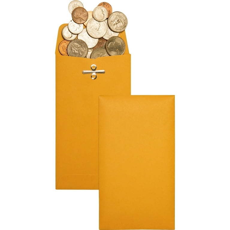 Kraft Coin and Small Parts Envelope, #6, Square Flap, Clasp/Gummed Closure, 3.38 x 6, Brown Kraft, 100/Box Kraft Coin and Small Parts Envelope, #6, Square Flap, Clasp/Gummed Closure, 3.38 x 6, Brown Kraft, 100/Box