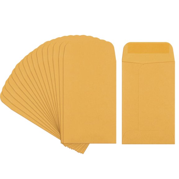 Kraft Coin Envelopes 2.25x3.5" 200 Pack Bulk Paper Sealed Pouches