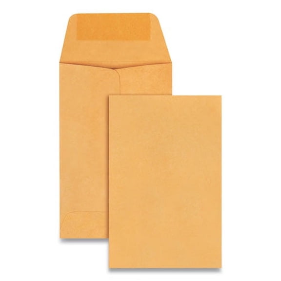 "Kraft Coin and Small Parts Envelope, #1, Extended Square Flap, Gummed Closure, 2.25 x 3.5, Brown Kraft, 500/Box | Bundle of 2 Boxes"