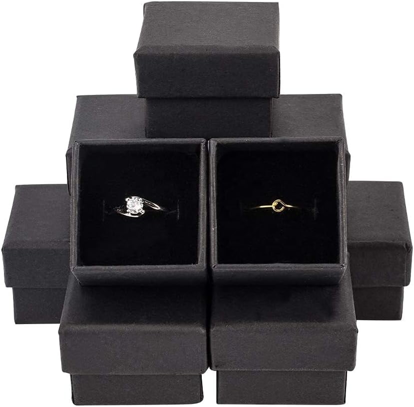 Kraft Cotton Filled Cardboard Paper Jewelry Gift Boxes Ring Box Square ...