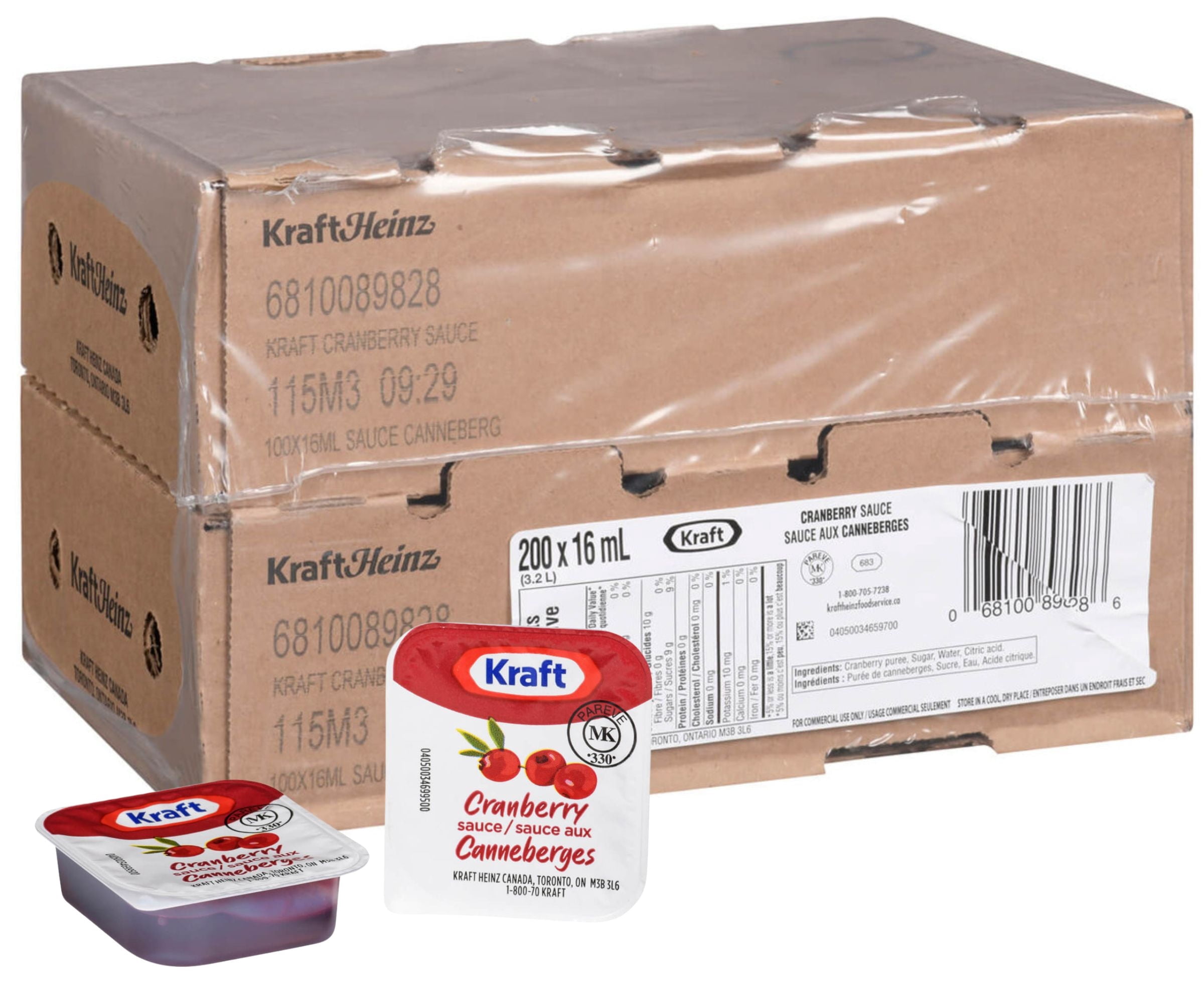 Kraft Cranberry Sauce Portion Pack, 16 ml / Unit, 200 Units / Case - Perfect for Individual Servings