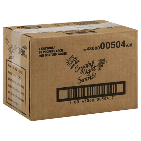 Kraft Crystal Light on The Go Sunrise Drink Mix Classic Orange, 2 Ounce - 30 per pack - 4 packs per case.