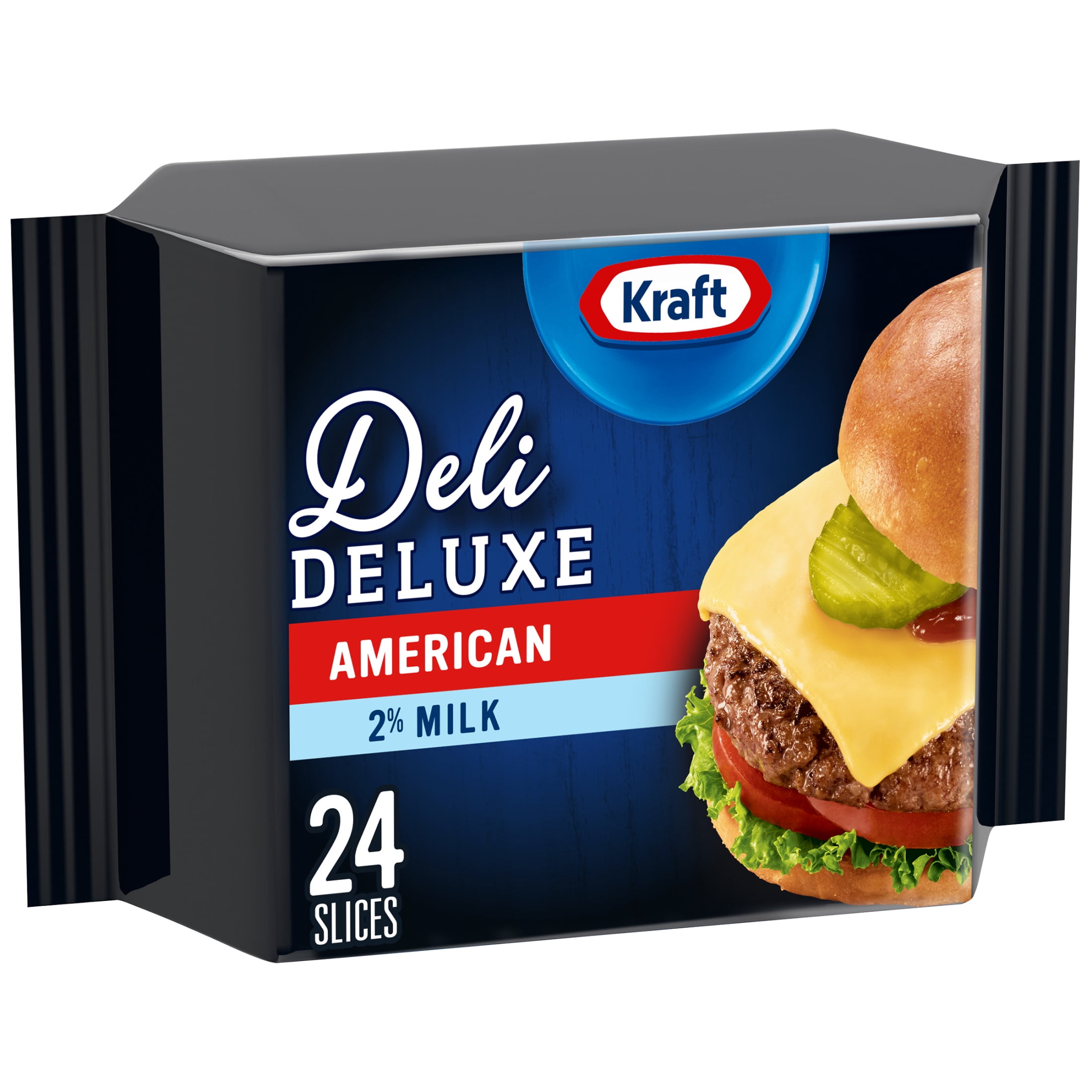 Kraft Deli Deluxe 2% Milk American Cheese Slices, 16 oz Pack, 24 Slices