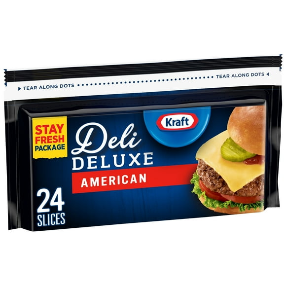 Kraft Deli Deluxe American Cheese Slices, 24 Ct Bag, Refrigerated