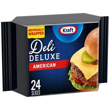 Kraft Deli Deluxe American Cheese Slices, Individually Wrapped, 16 oz Pack, 24 Slices