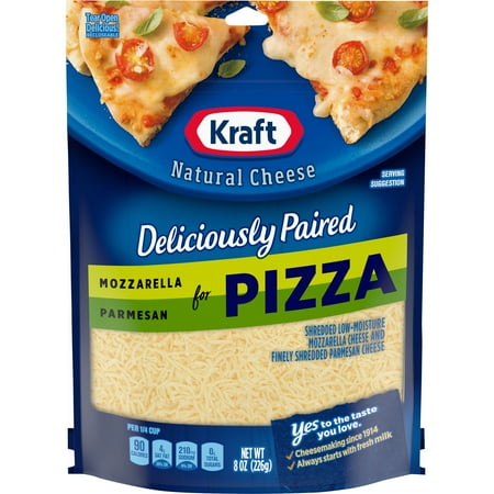 Kraft Deliciously Paired Mozzarella & Parmesan Shredded Cheese for Pizza, 8 oz Bag