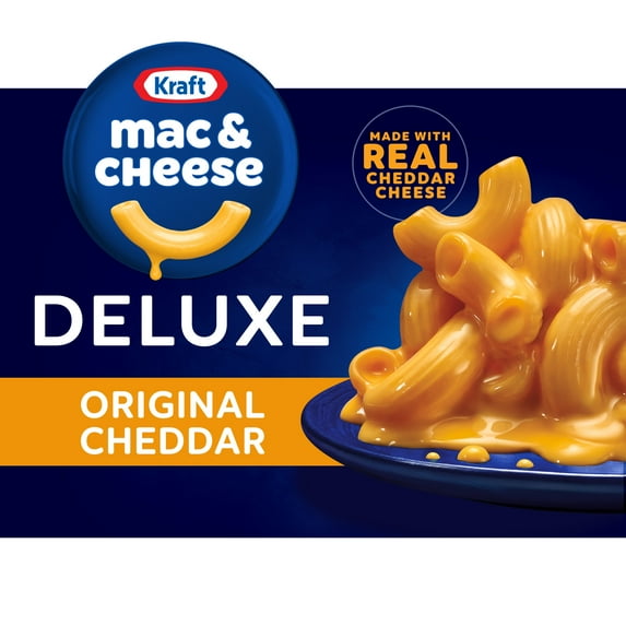 Kraft Deluxe Mac and Cheese, 1 Box, for Easy Dinner or Dinner Sides, Original Cheddar Cheese Flavor, No Artificial Dyes or Flavors, 14 oz