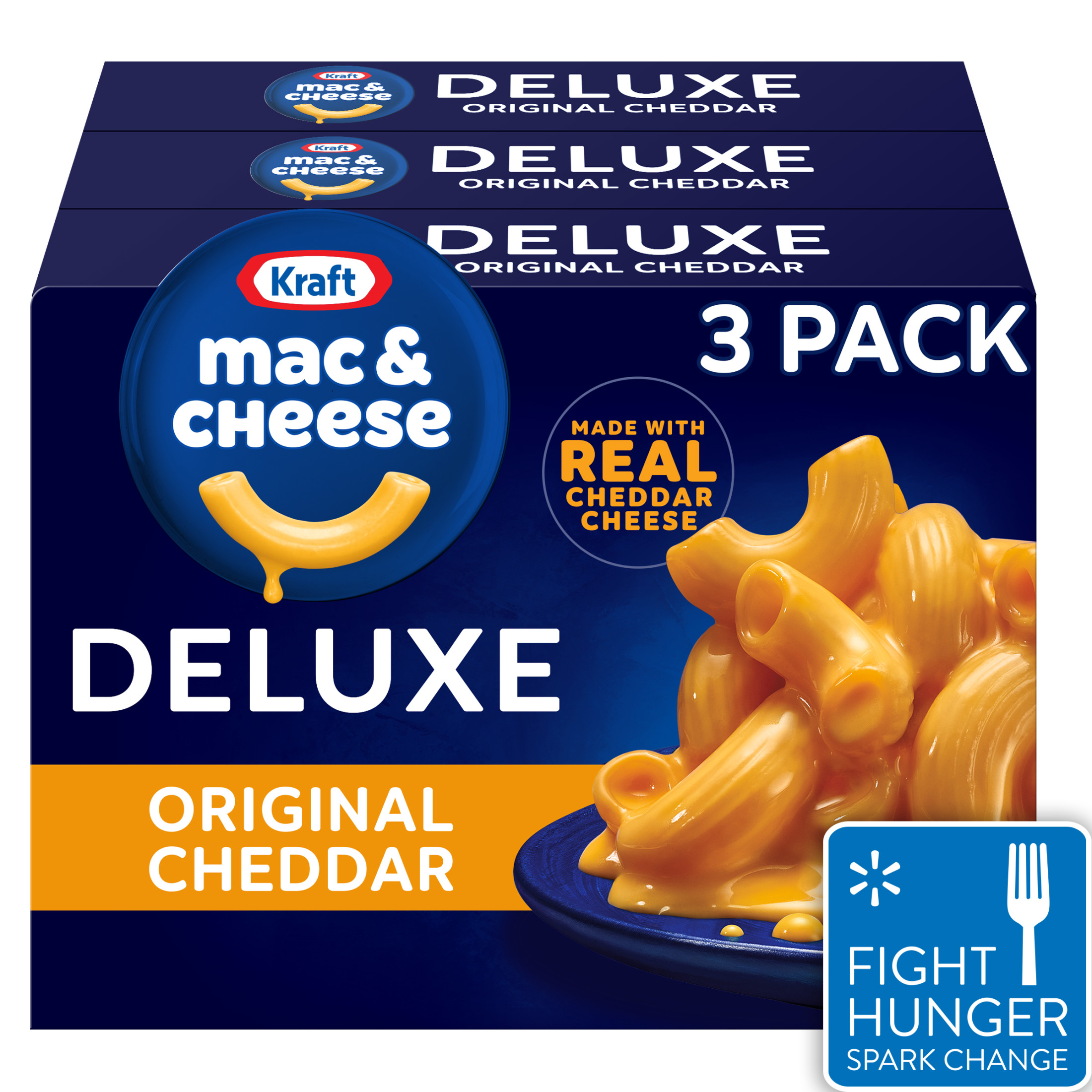 Kraft Deluxe Original Cheddar Mac N Cheese Macaroni and Cheese Dinner, 3 ct Pack, 14 oz Boxes - image 1 of 19