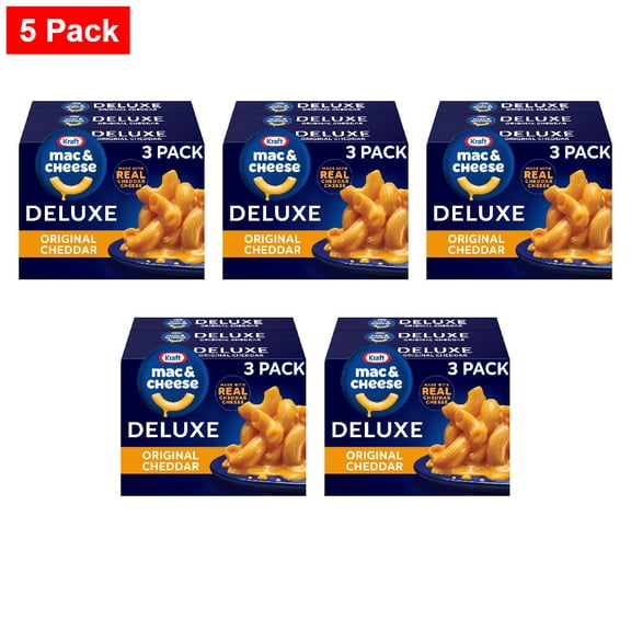 Kraft Deluxe Original Cheddar Macaroni and Cheese Dinner 3 ct - 5 Pack