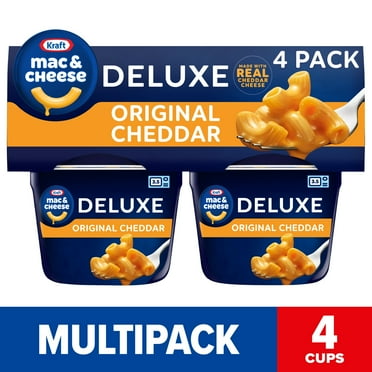 Kraft Deluxe Original Mac N Cheese Easy Microwavable Dinner, 4 ct Pack, 2.39 oz Cups, Shelf-Stable