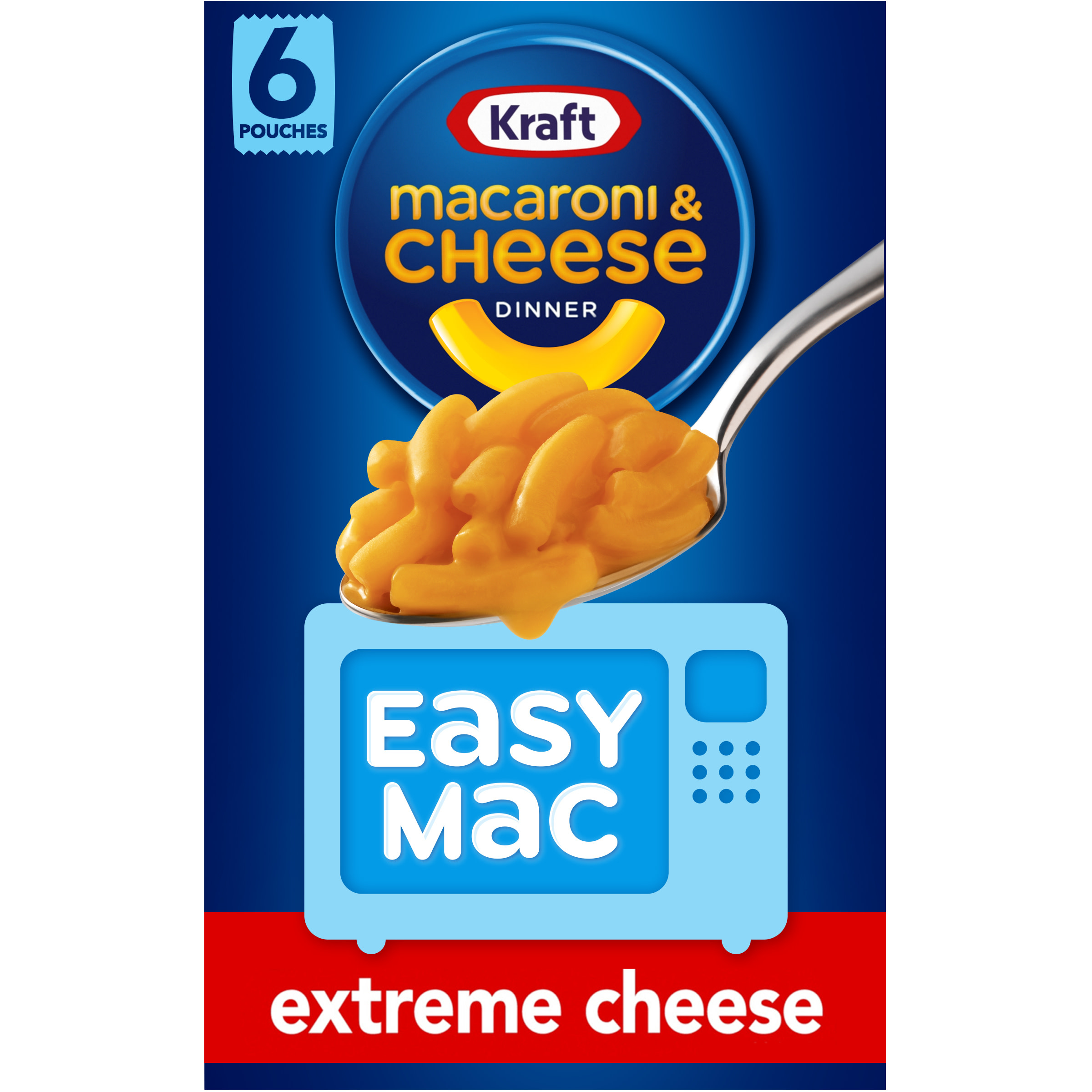 Kraft Easy Mac Extreme Cheese Mac N Cheese Macaroni and Cheese Microwavable Dinner, 6 ct Packets - image 1 of 8