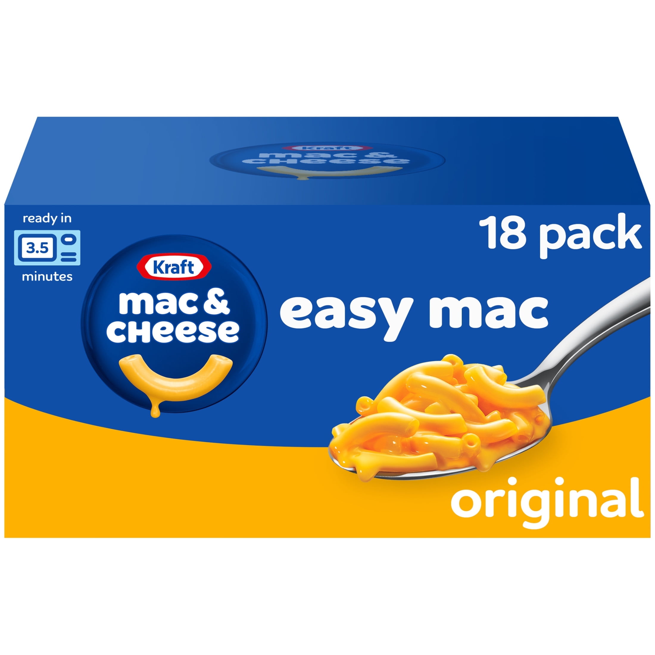 Kraft Easy Mac Original Mac N Cheese Macaroni and Cheese Microwavable Dinner, 18 ct Packets