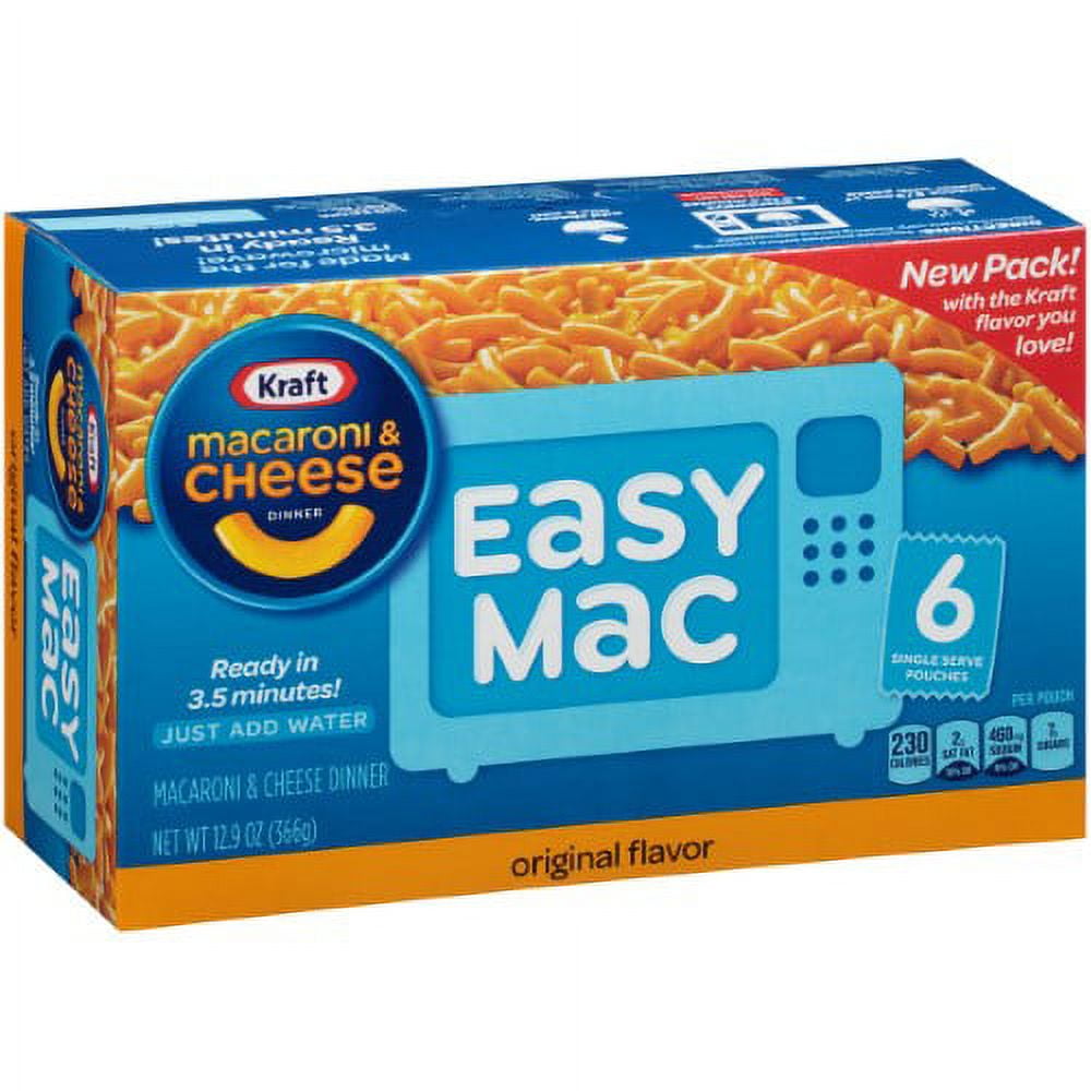 Kraft Easy Mac Original Macaroni & Cheese Dinner 12.9 oz box containing 6 pouches (Pack of 36)