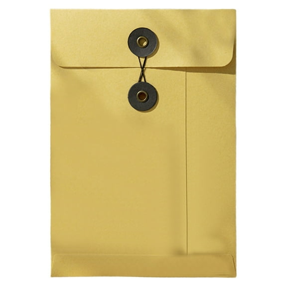 Kraft Envelopes, Cxui A5 Kraft Document Envelope with Thread Seal, Thick Cowhide-Style Folder for Contract Filing & Office Organization, Reusable Portfolio