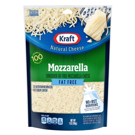 Kraft Natural Fat Free Mozzarella Shredded Cheese, 7 oz Bag