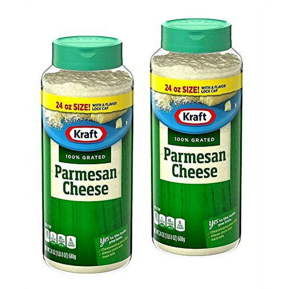 Kraft Grated Parmesan Cheese Set Of 2 Plastic Jars 24Oz/680G Each