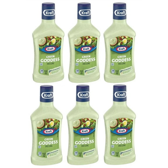 Kraft Green Goddess Salad Dressing, 16 fl oz Bottle, Quantity of 6