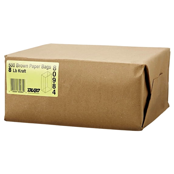 Kraft Gusset Fold Top Paper Bags, Brown, 500 Ct