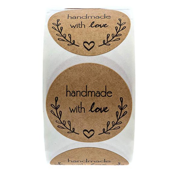 Kraft Homemade with Love Stickers Round Adhesive Labels1.5 inches