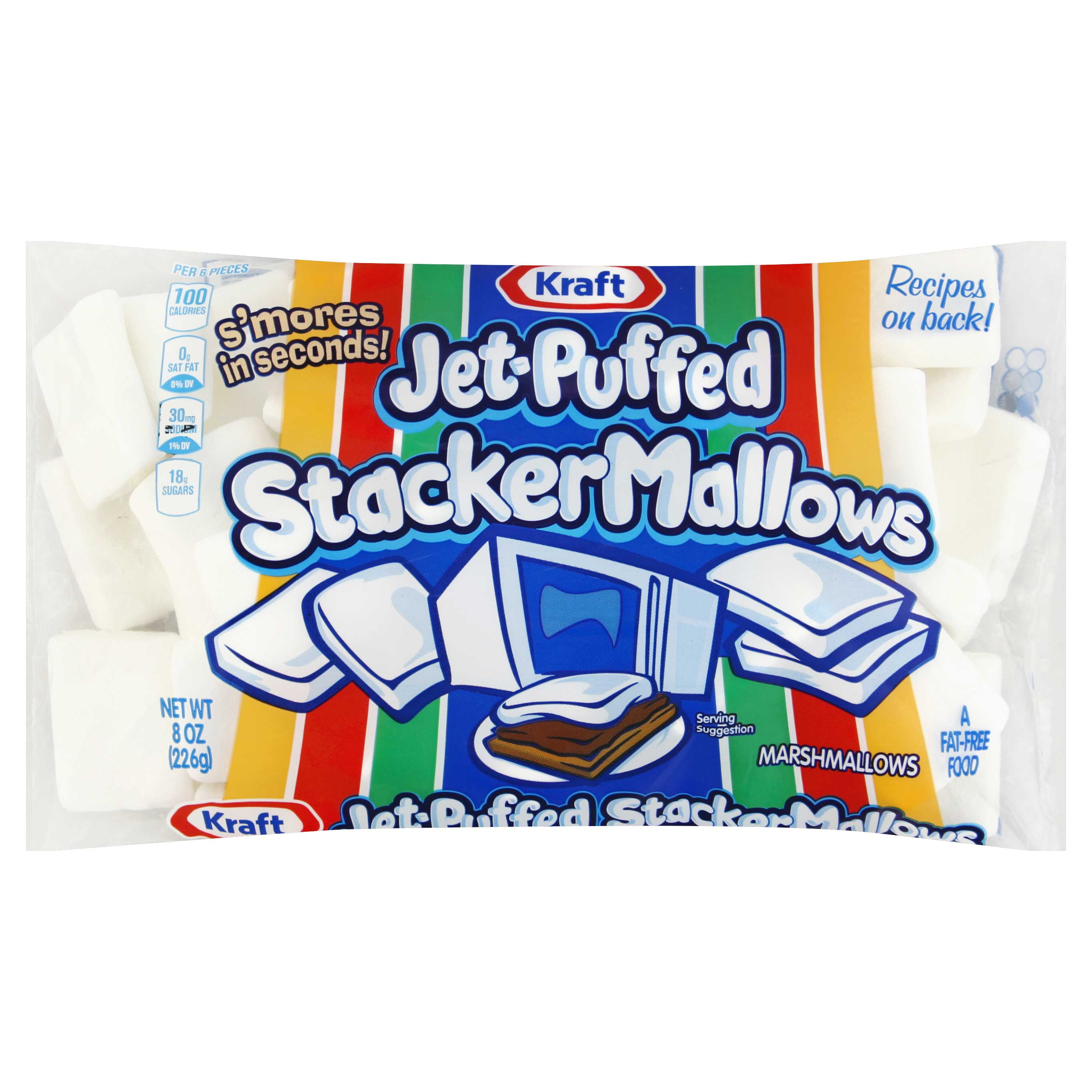 Kraft Jet Puffed Stacker Marshmallow, 8 Ounce 16 per case.