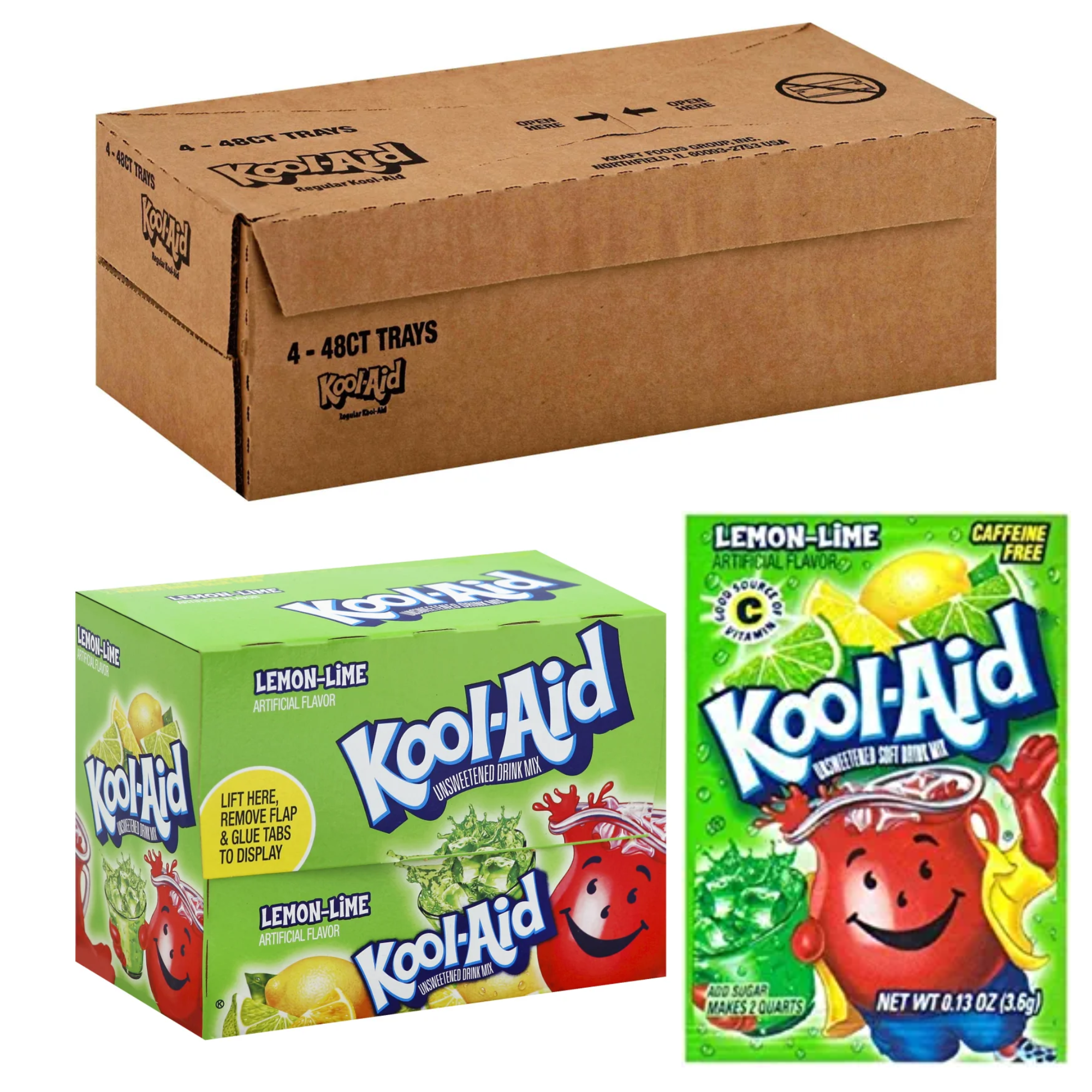 Kool-Aid Lemon Lime Drink Mix, Unsweetened, Bulk 192 Packets, 4