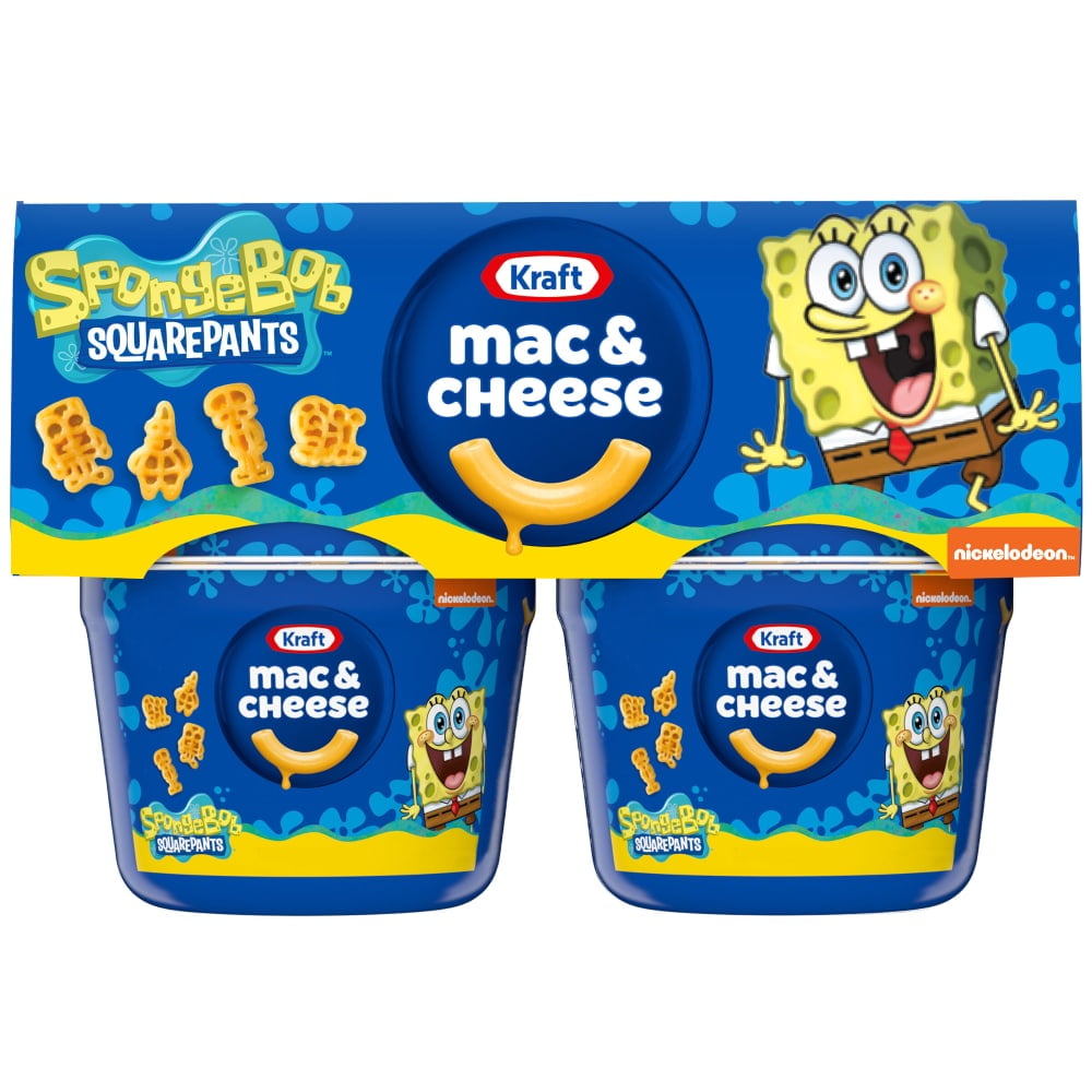Kraft Mac & Cheese Cups Macaroni and Cheese Microwavable Dinner SpongeBob SquarePants Cups, 4 ct (Packaging may vary)