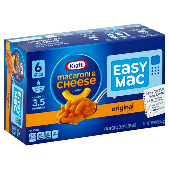 Kraft Mac & Cheese Kraft Easy Mac Original Flavor Macaroni and Cheese Meal (6 Pouches, Pack of 8), 103.2 Ounce