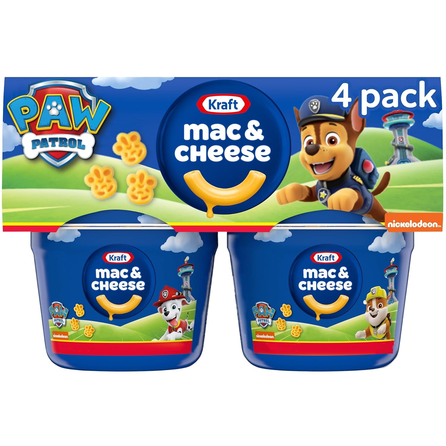 Kraft Mac \u0026 Cheese Macaroni and Cheese Dinner Easy Microwavable Dinner with Nickelodeon Paw Patrol Pasta Shapes, 4 ct Pack, 1.9 oz Cups