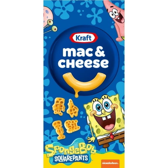 Kraft SpongeBob Squarepants Mac and Cheese, 1 Box, for Easy Dinner or Dinner Sides, Original Flavor, No Artificial Flavors, Preservatives or Dyes, 5.5 oz