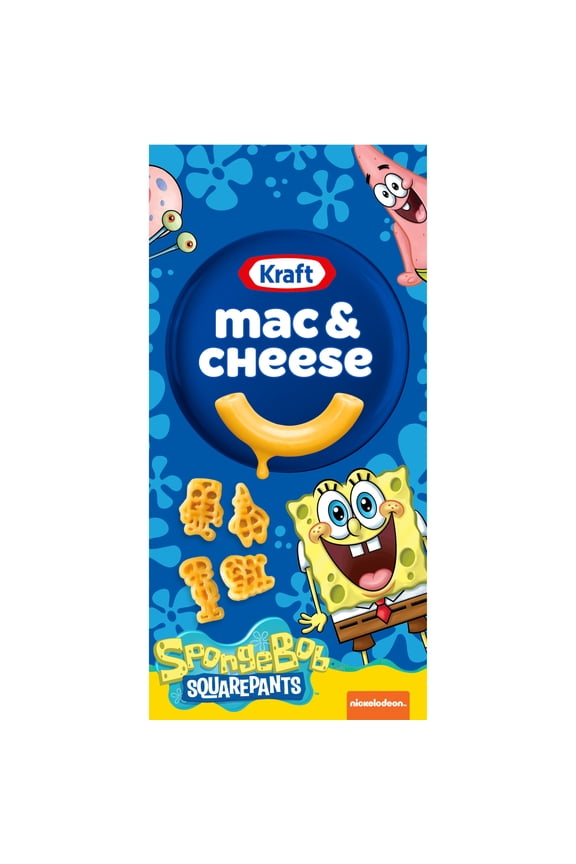 SpongeBob Squarepants Mac and Cheese, 1 Box, for Easy Dinner or Dinner Sides, Original Flavor, No Artificial Flavors, Preservatives or Dyes, 5.5 oz
