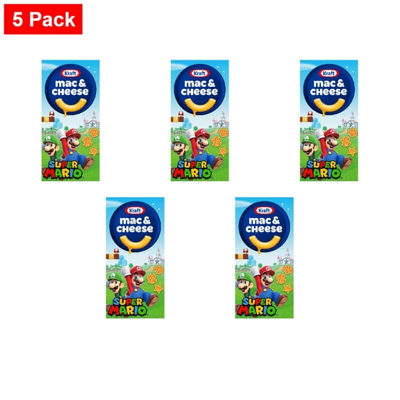 Kraft Mac & Cheese Macaroni and Cheese Dinner with Super Mario Power-Up Pasta Shapes 5.5 oz - 5 Pack