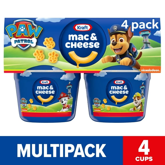 Kraft Nickelodeon Paw Patrol Mac and Cheese, 4 Cups, for Easy Dinner or Dinner Sides, Original Flavor, No Artificial Flavors, Preservatives or Dyes, 1.9 oz