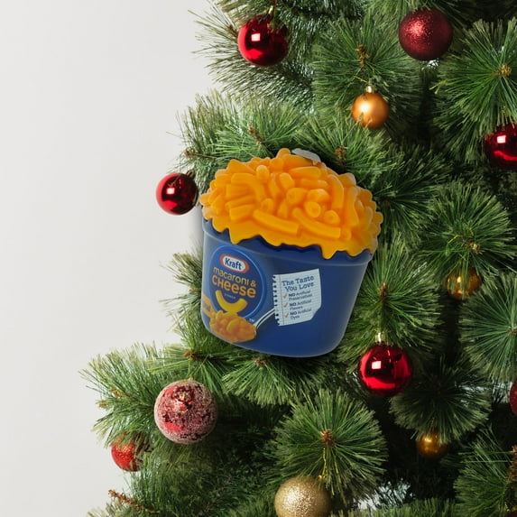 Kraft, Macaroni and Cheese Cheese Decoupage Ornament, 4.5 inches Tall, Plastic, Blue and Yellow, Novelty Ornament