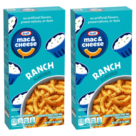 Kraft Macaroni and Cheese, Ranch Flavored, 7.25 oz, 2 Pack