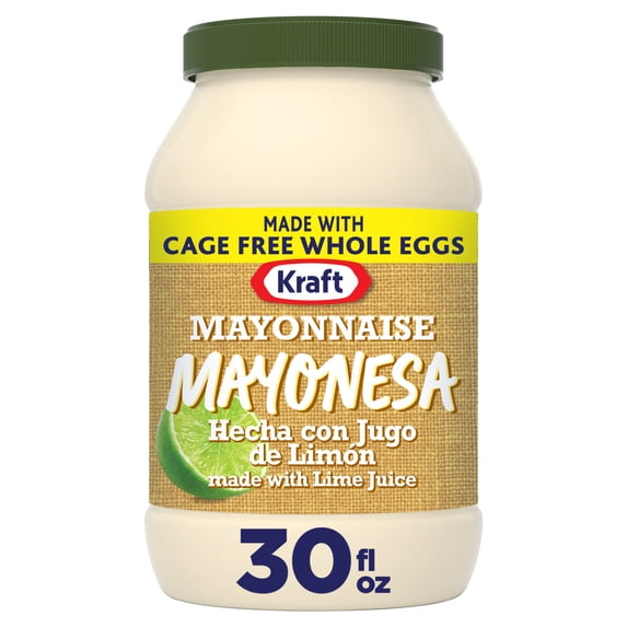 Kraft Mayonnaise Made with Lime Juice, 1 Jar, for Easy Spreading and Dipping, Made with Cage Free Eggs, 30 fl oz
