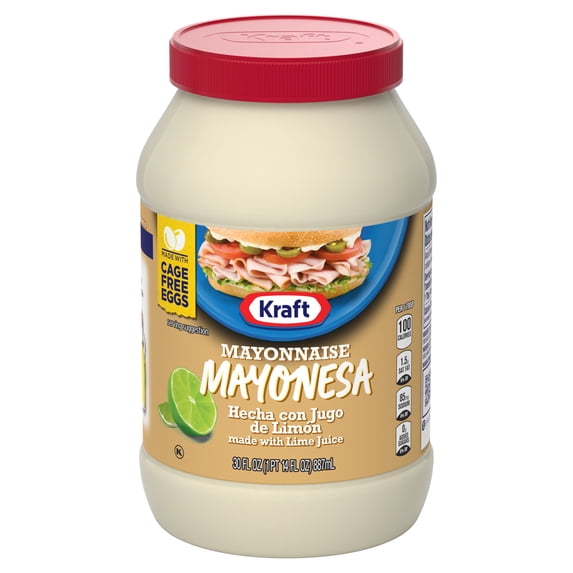 Kraft Mayonnaise Made with Lime Juice, 1 Jar, for Easy Spreading and Dipping, Made with Cage Free Eggs, 30 fl oz