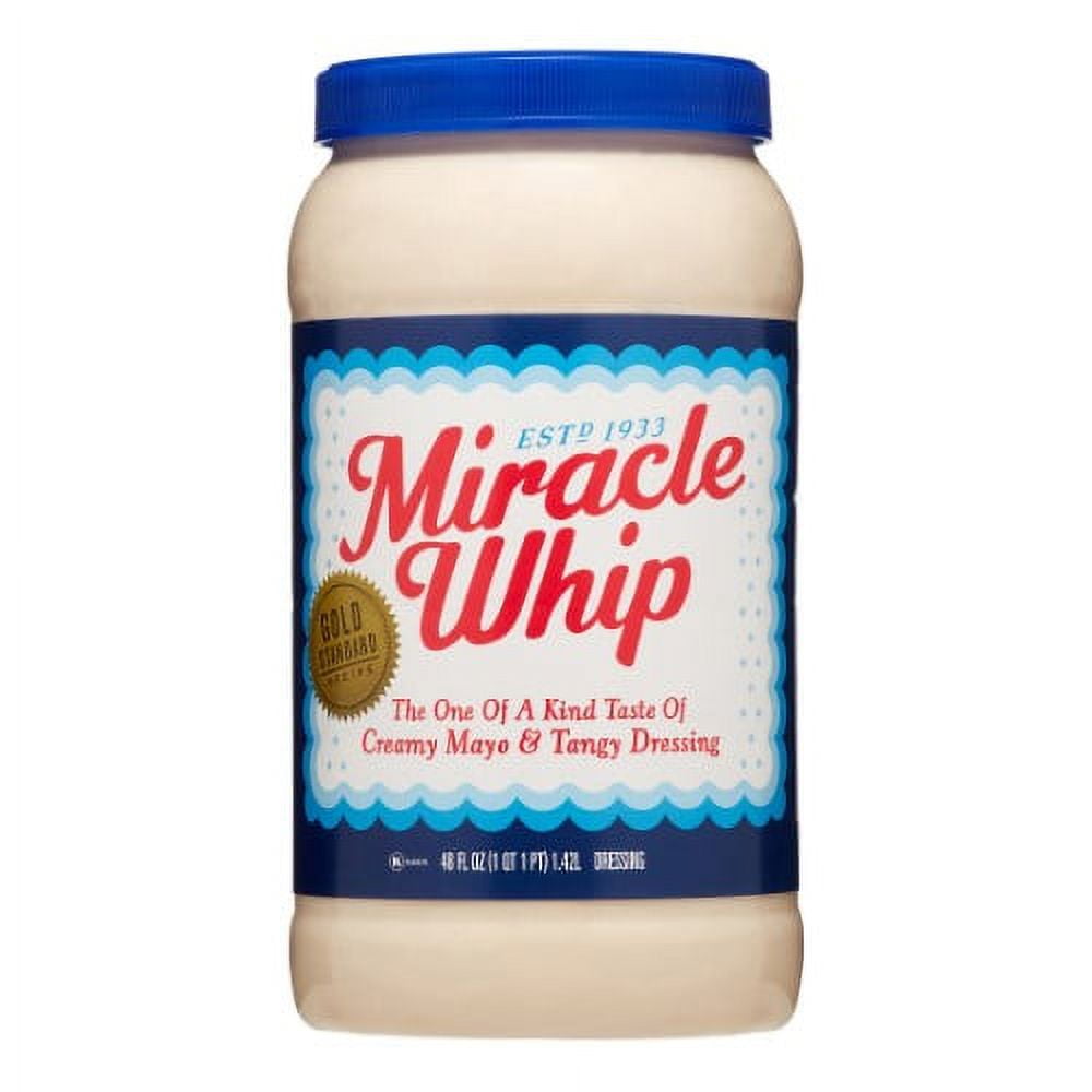 Vintage Kraft Miracle Whip Salad Dressing Jar With Lid and Label 48 Oz 1  and a Half Quart. 
