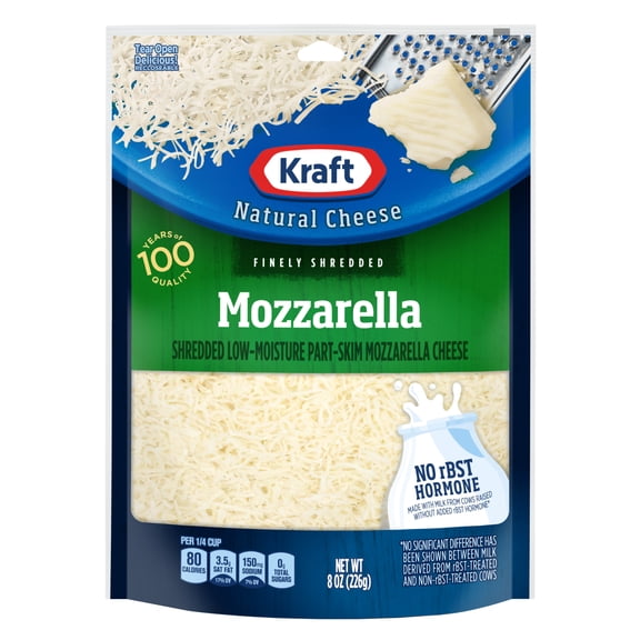 Kraft Natural Mozzarella Finely Shredded Cheese, 8 oz Bag