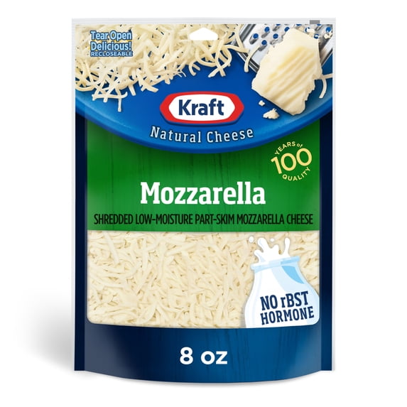 Kraft Natural Mozzarella Shredded Cheese, 8 oz Bag