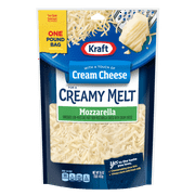 Kraft Mozzarella Shredded Cheese with a Touch of Cream Cheese for a Creamy Melt, 16 oz Bag