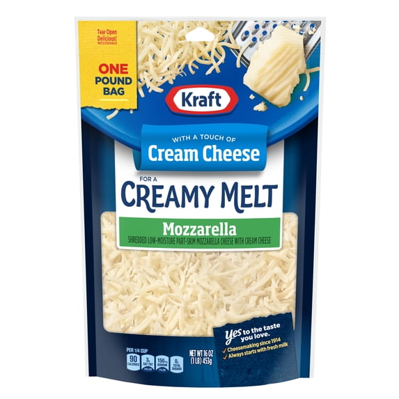 Kraft Natural Creamy Melt Mozzarella Shredded Cheese, 16 oz Bag