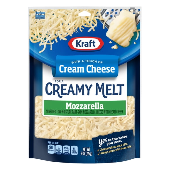 Kraft Natural Creamy Melt Mozzarella Shredded Cheese, 8 oz Bag