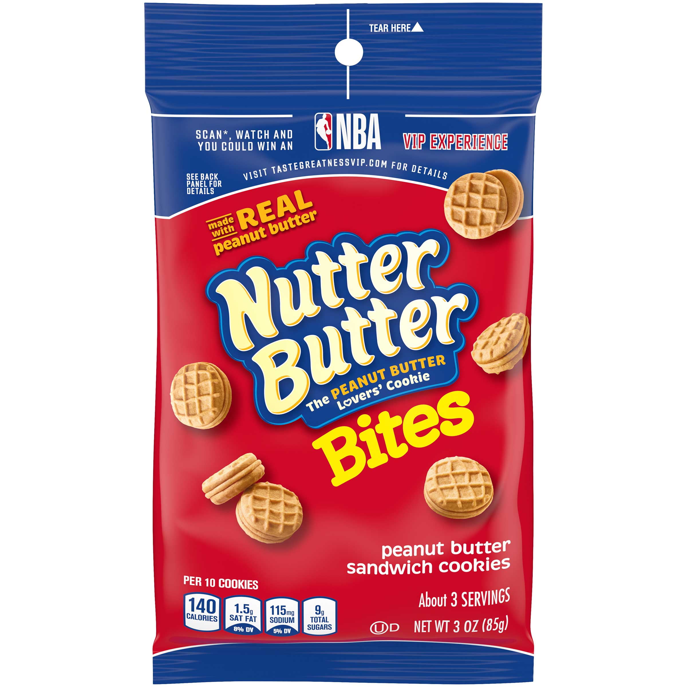 Kraft Nabisco Nutter Butter Bites Sandwich Cookies Peanut Butter, 3 Ounce 12 per case