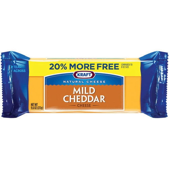 Kraft Natural Cheese Cheddar Mild Bonus Pack Cheese, 9.6 Oz.